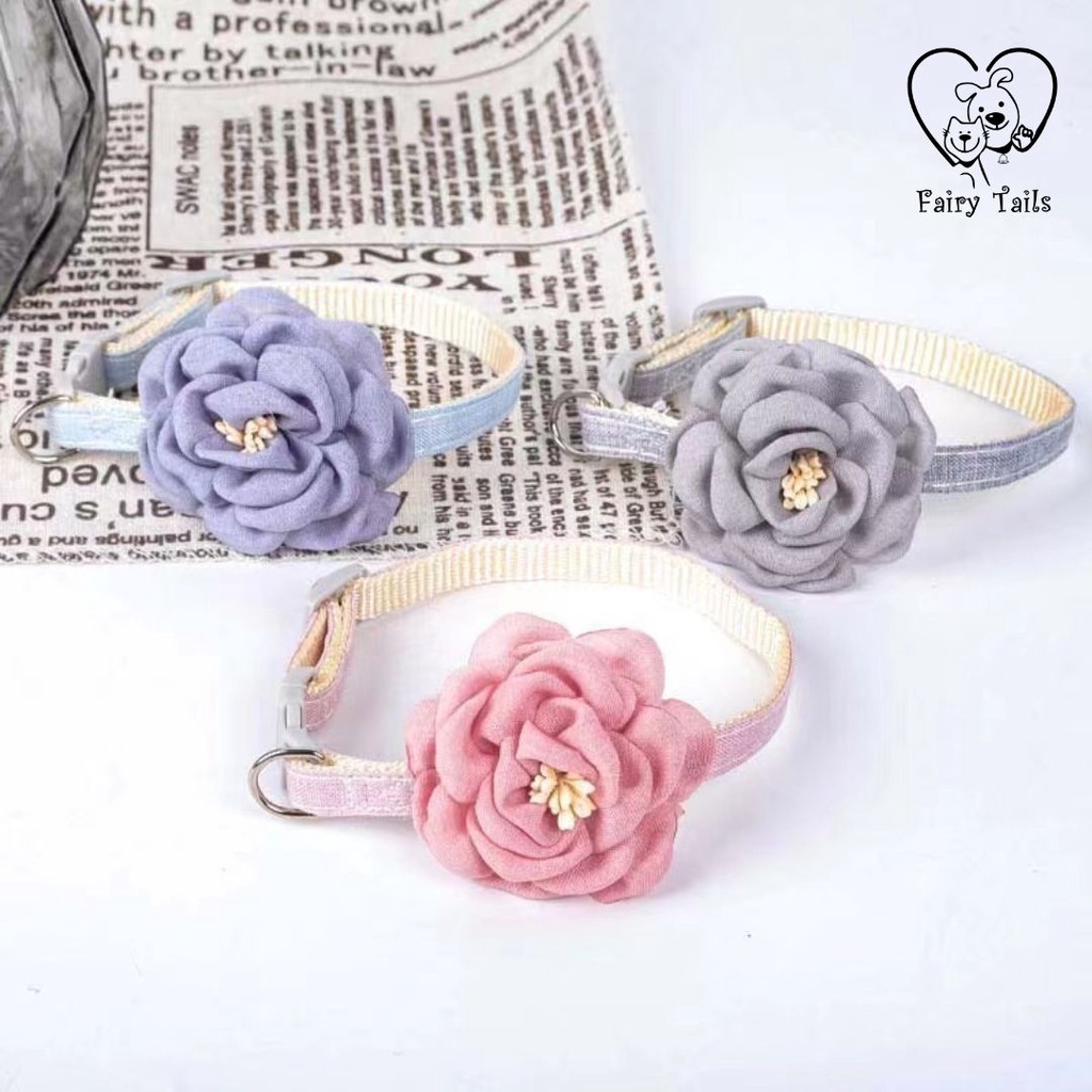 Dasi Neck Collar Motif Bunga Untuk Anabul Anjing Kucing Fashionable | Korean Fashion Costume Pet Tie Bowtie