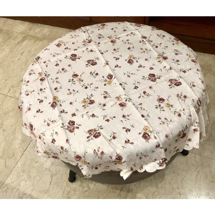 Taplak meja makan shabby bulat 6 kursi