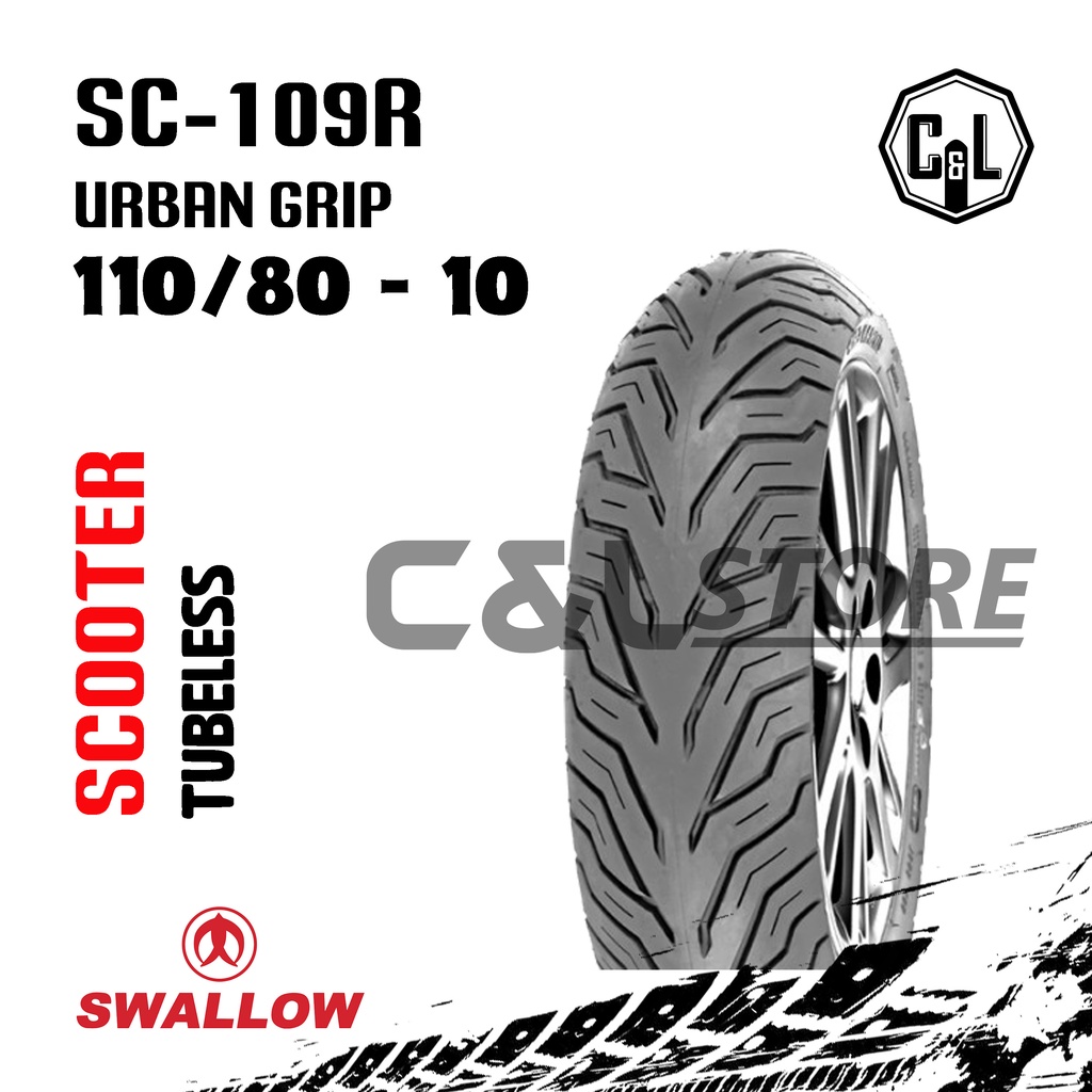 BAN LUAR MOTOR SWALLOW 110/80-10 RING 10 SC-109R URBAN GRIP TUBELESS