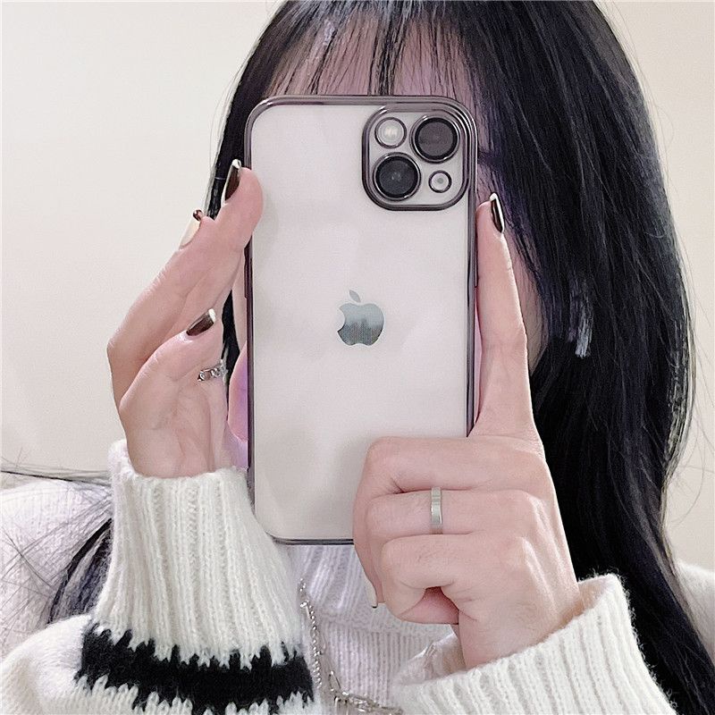 Softcase Casing warna Chrome FJ06 for Iphone 7 8 7+ 8+ X Xs Xr Max 11 12 13 14 14+ Plus 14Plus Pro Max cover lensa kamera