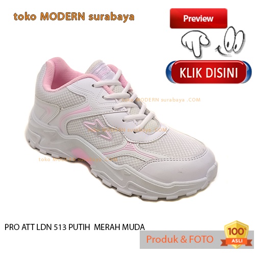 Sepatu wanita olahraga sneakers kets PRO ATT LDN 513 PUTIH MERAH MUDA