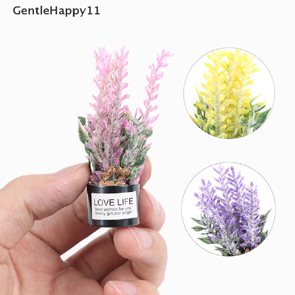 Gentlehappy 1: 12rumah Boneka Pot Besi Mini Lavender Pot Tanaman Dekorasi Taman Rumah id