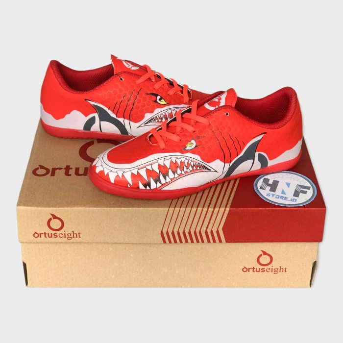 Sepatu Futsal Anak Umur 8 - 12 Tahun Sepatu Olahraga Anak-Anak - Merah Hiu, 33