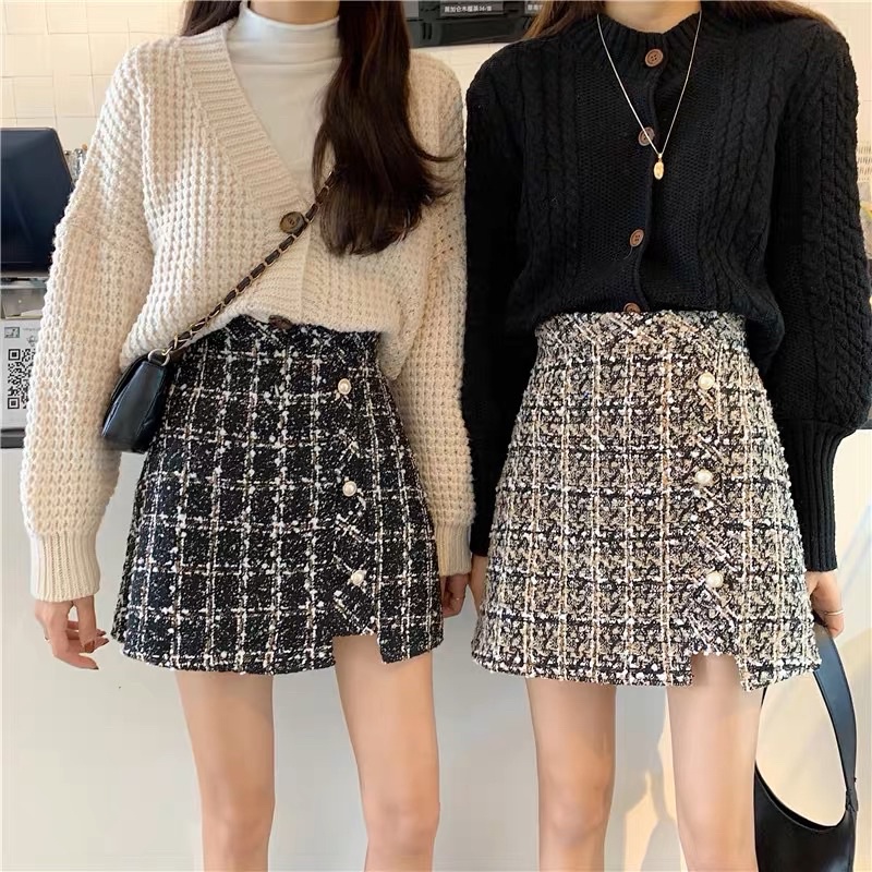 TWEED SKIRT ALINE MINI WANITA ROK PENDEK IMPORT MX553