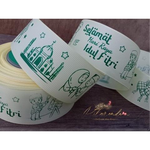 

GALB-212 : Pita Lebaran / Pita Idul Fitri Grosgrain 3,8cm (per rol) - kuning muda