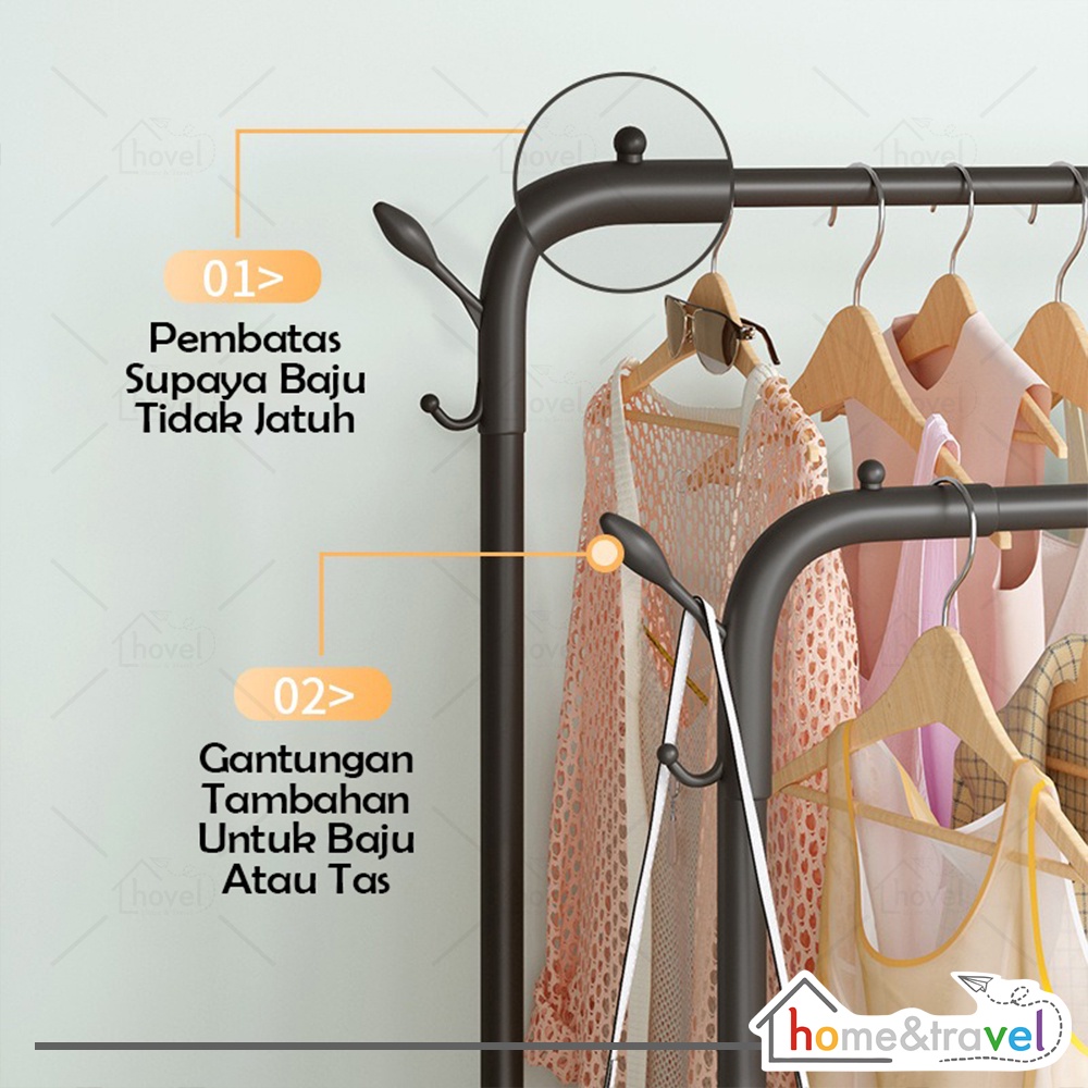 HOVELSHOP Stand Hanger Gawangan Rak Gantungan Baju Pakaian Portable Display Butik Bazar