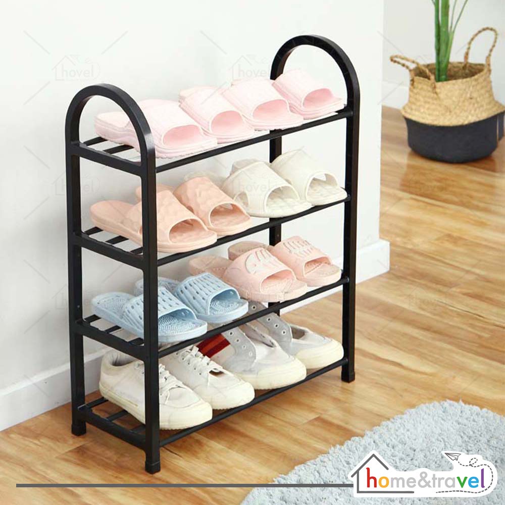 HOVELSHOP Rak Sepatu Plastik 4 Tingkat Penyimpanan Sandal Organizer Shoe Rack Portable