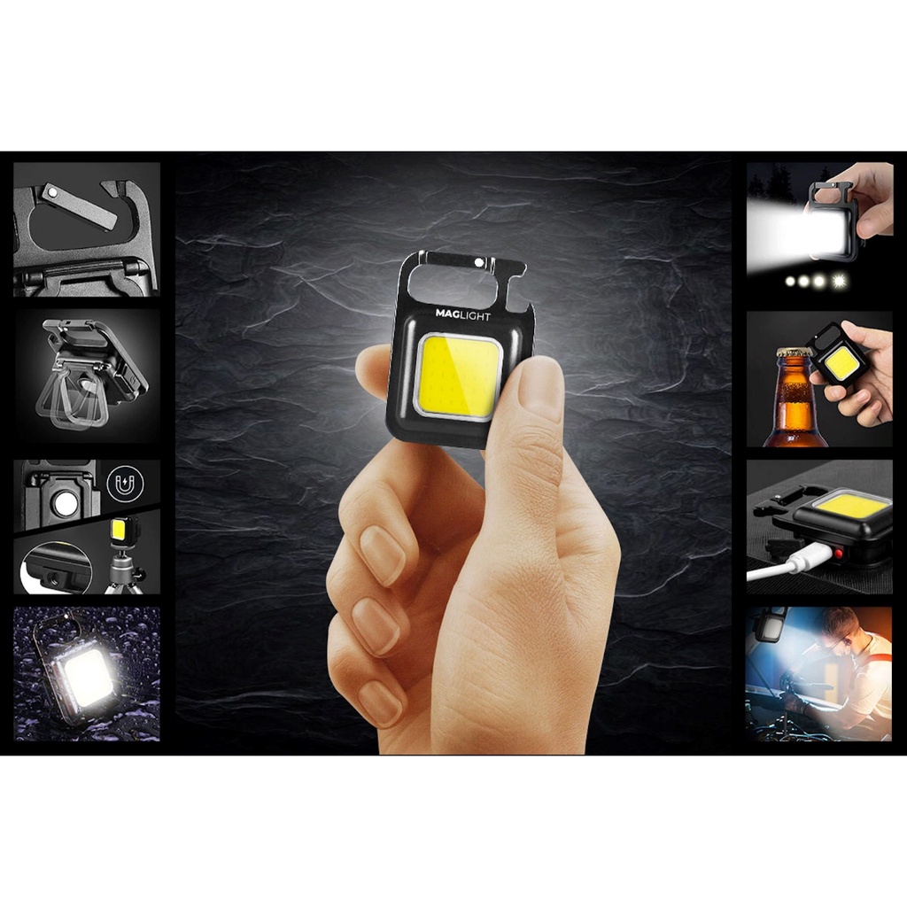 ELITE MINI COB Keychain Lampu Senter Mini Super Terang Flashlight LED Portable Cas USB Charger Lampi LED Emergency