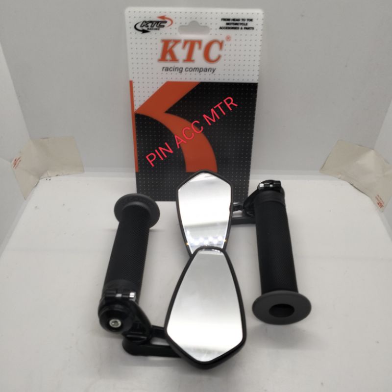 paket variasi motor spion jalu bar end/Oval/Kaca P/B/+ hangrip Ktc Bulu Original hitam untuk semua