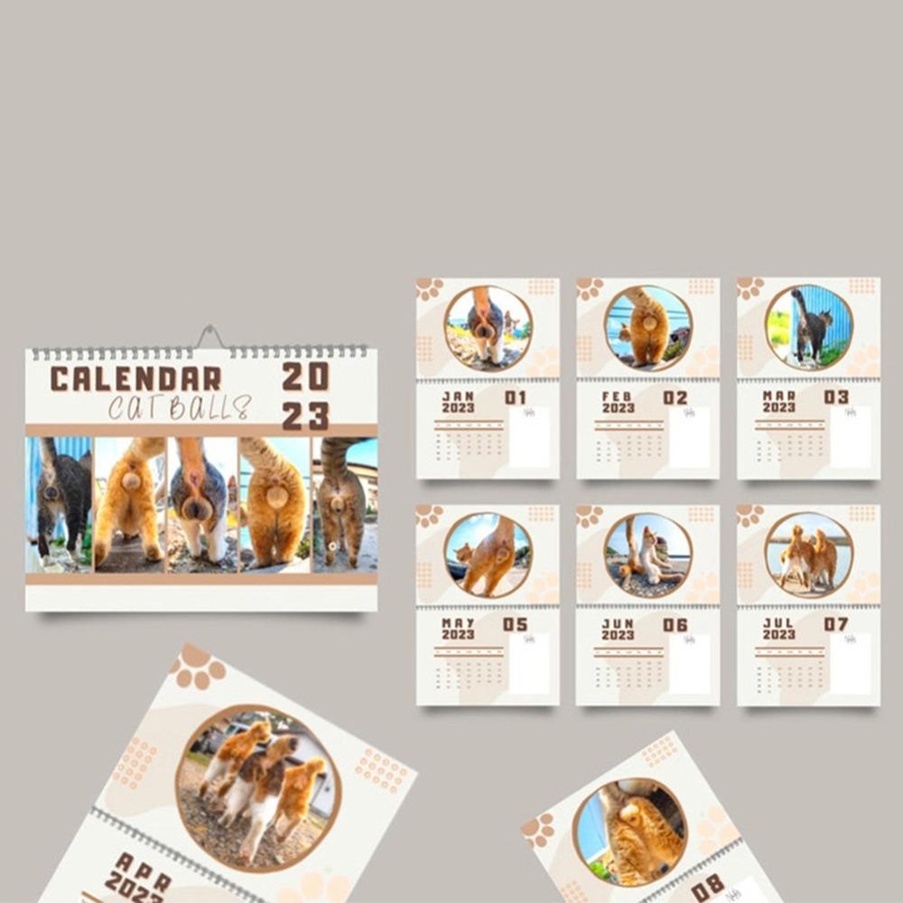 Preva Cats Buttholes Balls Calendar Hadiah Tahun Baru Kreatif Gag Hadiah Hiasan Penyembuhan Cat Balls Calendar