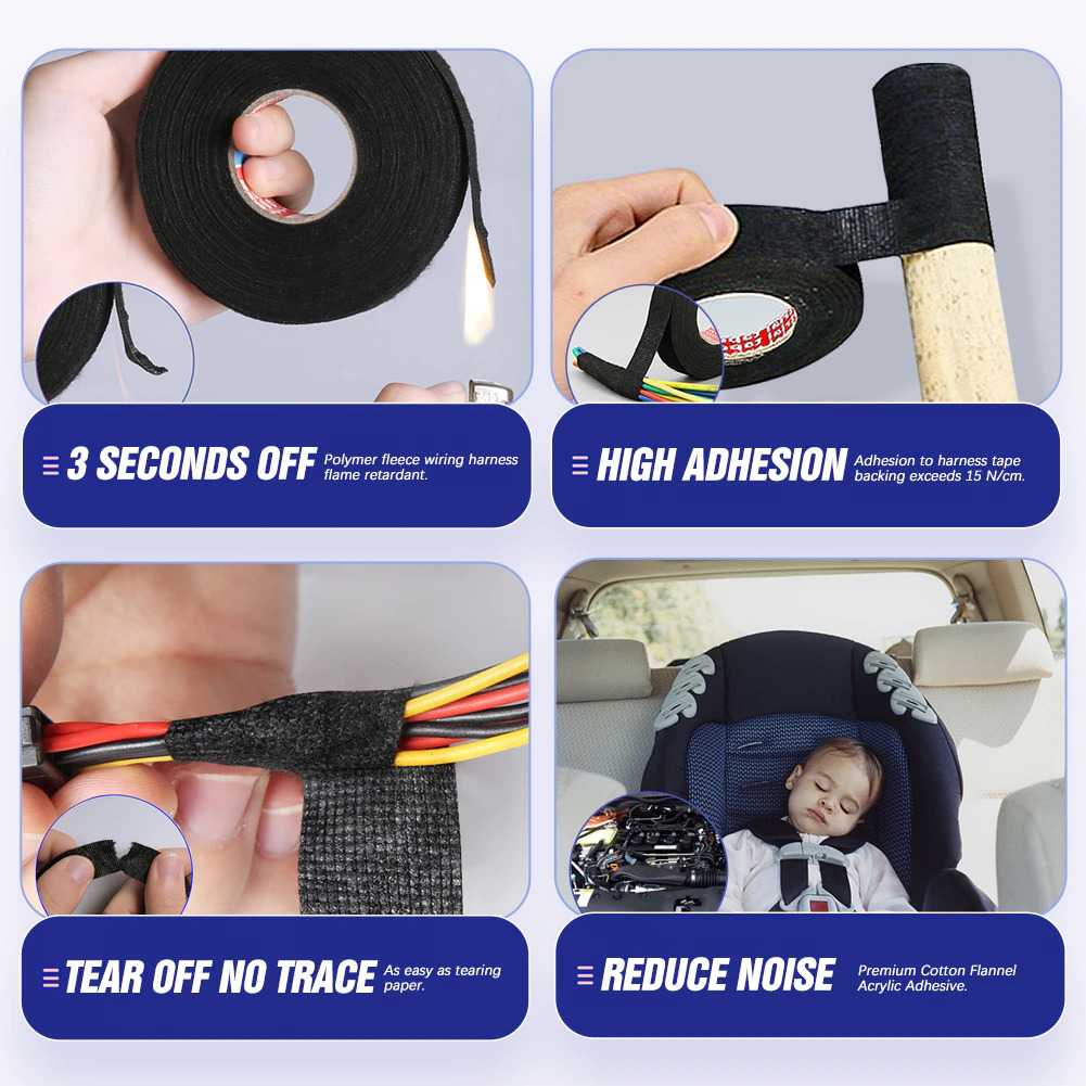 15m Lakban Kain Isolasi Tahan Panas Pembungkus Kabel Bodi Tape Adhesive Heat-resistant