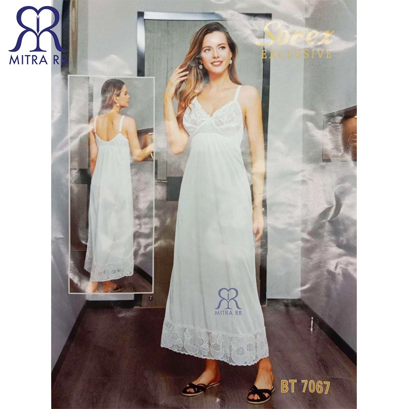 Sorex Lingerie Long Dress Satin Exclusive | Premium Lingerie Maxi Night Gown Satin Lace 7067 Baju Tidur Wanita