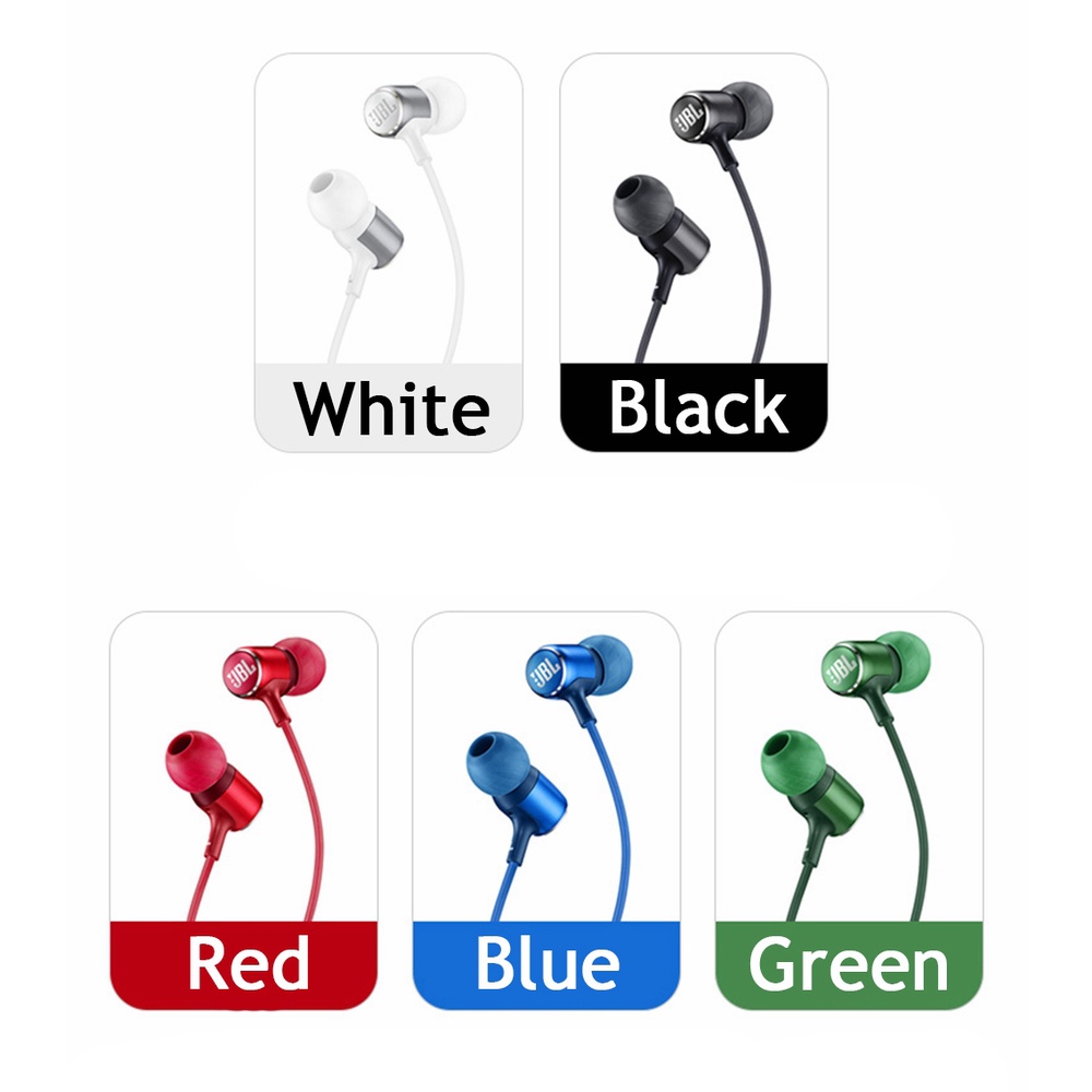 Jbl LIVE100 Headset Earphone Kabel Stereo Deep Bass Dengan Mic Jack 3.5mm Untuk Olahraga