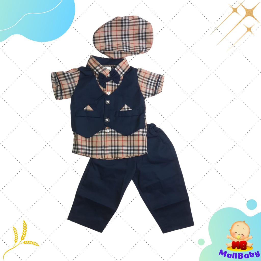 Setelan Baju Anak Bayi Cowo Baju Pesta Bayi Laki Laki Rompi Tuxedo Dasi Bayi Jacob