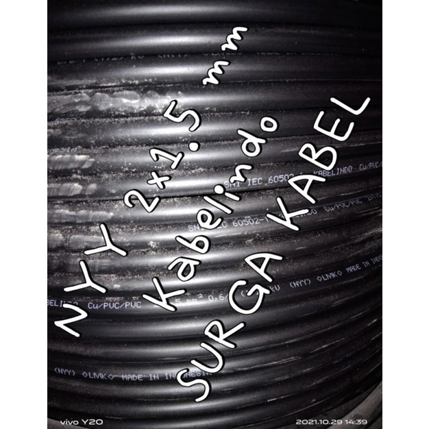 NYY 2x1.5 mm KABELINDO/ kabel tufur 2x1,5 mm merek 4 besar/ kabel engkel 2 x 1.5 mm/ kabel kawat 2 x