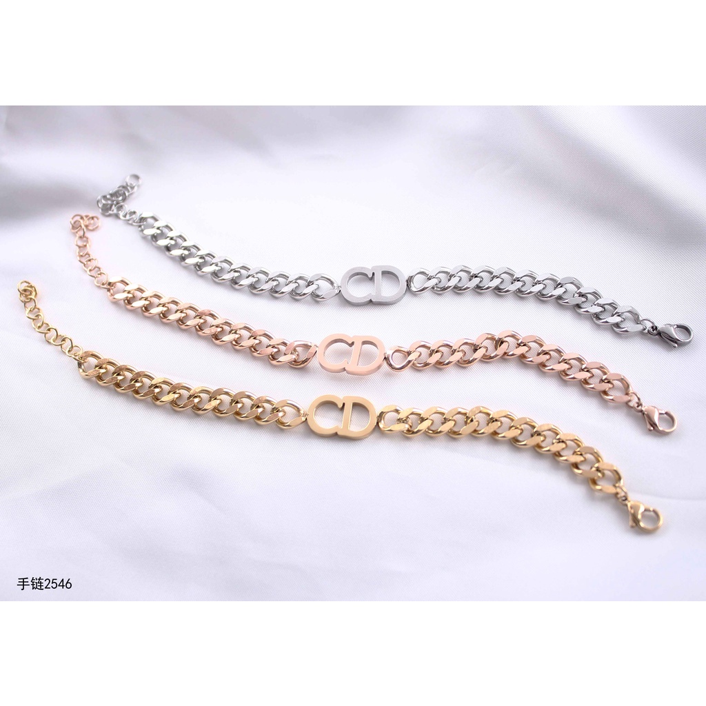 Set Kalung/Gelang C&amp;D Titanium Perhiasan Wanita Jewelry (Rantai Besar Dan Rantai Kecil)