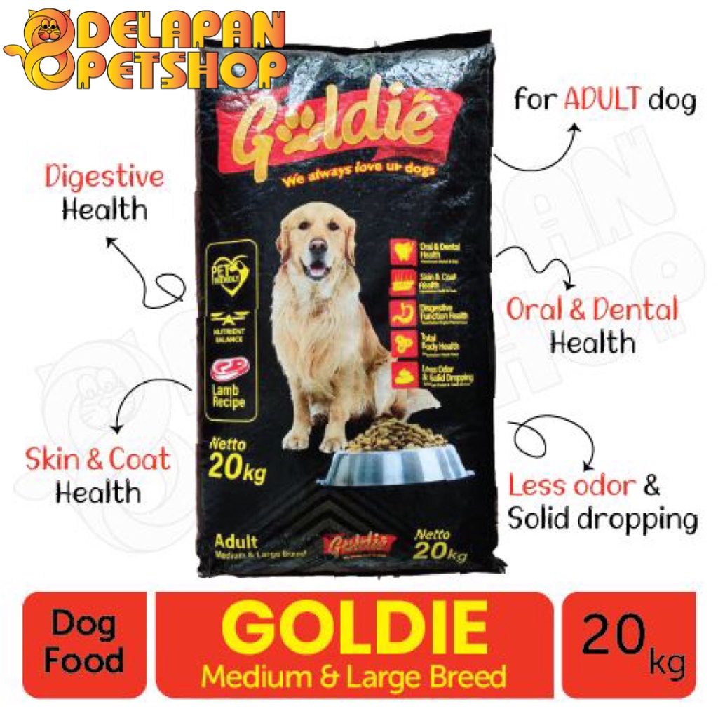 Makanan Anjing Goldie Dog Food 20 Kg for Adult Medium and Large Breed