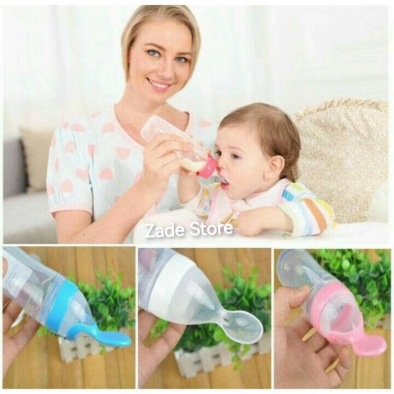 Botol Dot Silicone Sendok Makan Bayi / Sendok Makan Botol Dot SIlikon Praktis BPA FREE With Suction Cup