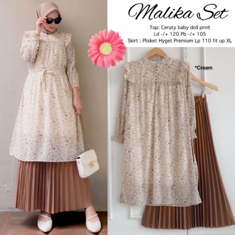 MALIKA SET | SETELAN ROK TUNIK DOUBLE FURING