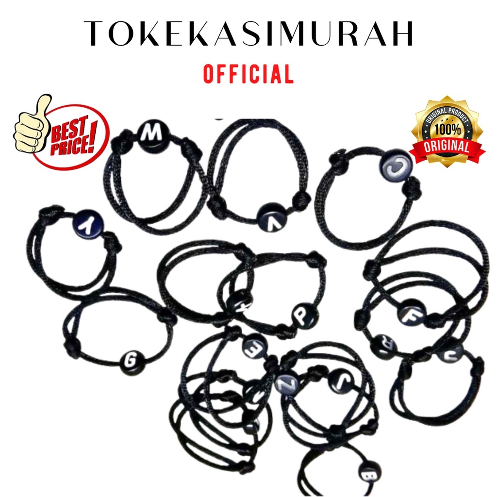 Cincin Inisial Cincin Couple Cincin Tali Persahabatan Cincin Seluruh Abzad Tali Hitam Hadiah Pria & 