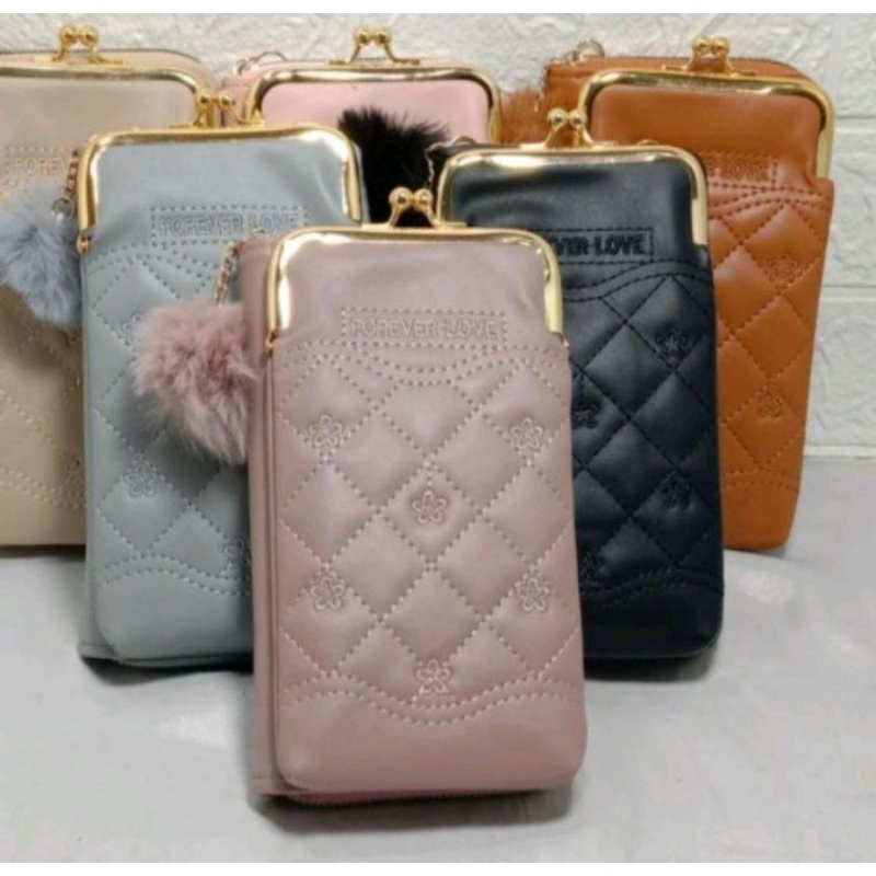 Tas dompet hp behel wanita selempang import forever love tebaru murah