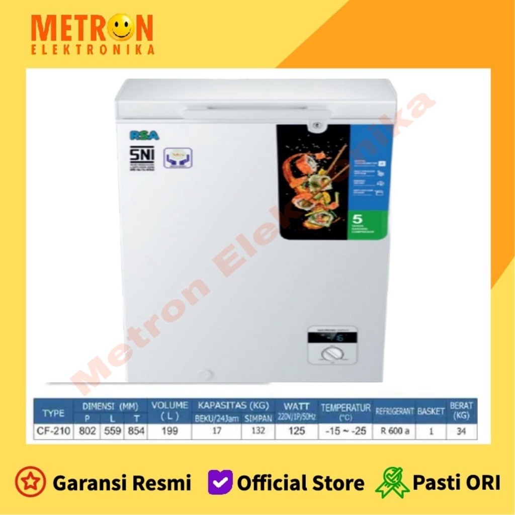 RSA CF 220 - CHEST FREEZER 220 LT / FREEZER BOX / CF220