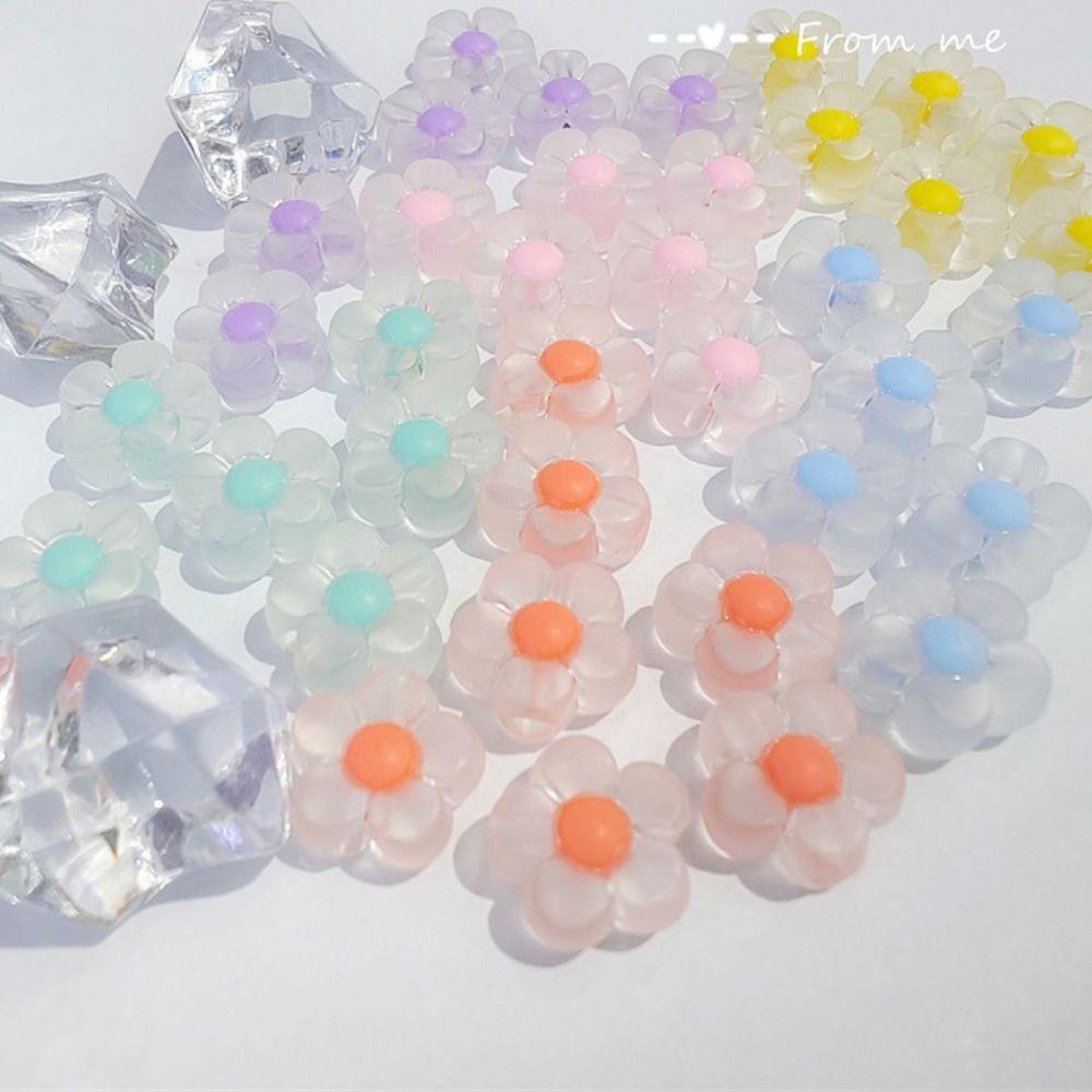 Needway   Diy Bahan Gelang Aksesoris Anting Kecil Manik Bunga Transparan Frosted Buatan Tangan Membuat Perhiasan