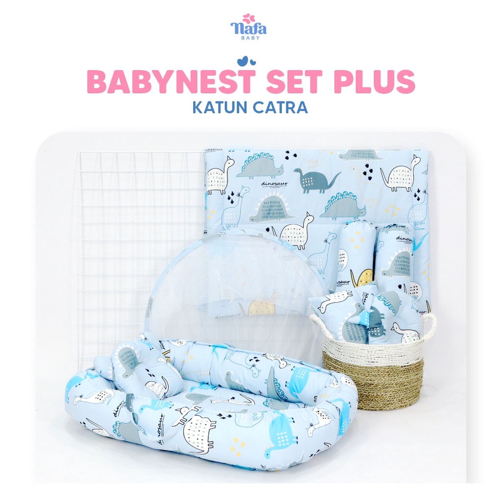 Kasur Bayi Babynest Boat Plus Include Bedcover Set Dan Kelambu Anti Nyamuk Katun Catra  By Nafa Baby