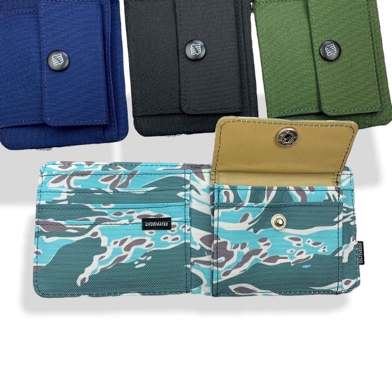 Undefeated Men's Canvas Durable Bifold Card Holders Wallet With Snap Button Coin Pocket