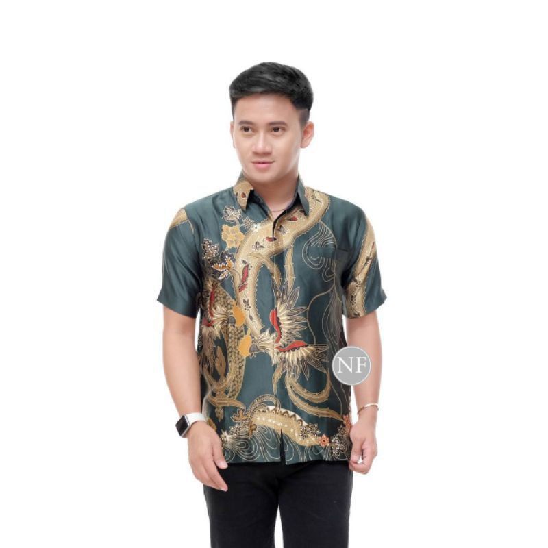 KEMEJA BATIK Pria SIZE 3XL 4XL 5XL  SEMI SUTRA SILKY PREMIUM BERFURING LENGAN BATIK PEKALONGAN FASHION PRIA