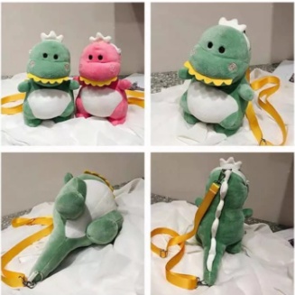 Tas Selempang Boneka Dino import Lucu Imut Tas Bahu Bentuk Dinosaurus Korea Kekinian