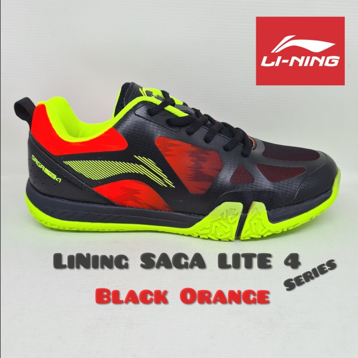 Sepatu Badminton LiNing SAGA LITE 4 Series (Original) - Black Orange, 44