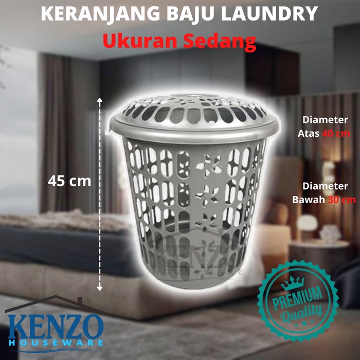 Keranjang Baju Kotor Plastik / Keranjang Laundry Plastik Tutup Besar