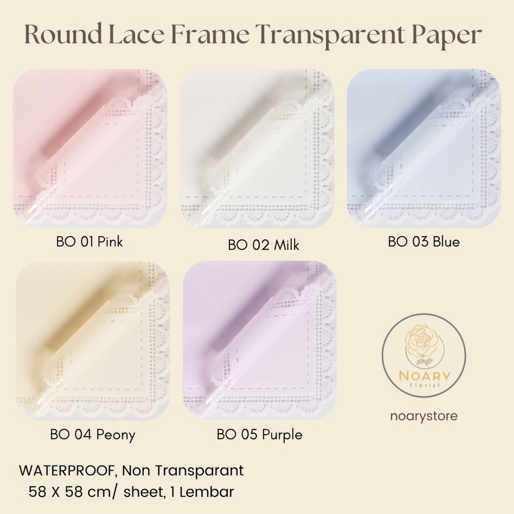 Round Lace Frame Transparent Paper Kertas Bunga Wrapping Cellophane Paperwrap Buket Bunga Bungkusan Bunga / Flower Wrapping / Cellophane / Wrap / Kertas Bunga / Kertas Kado / Flower Paper / Kertas Grosir / Kertas Import / Kertas Cellophane / Florist / Buk