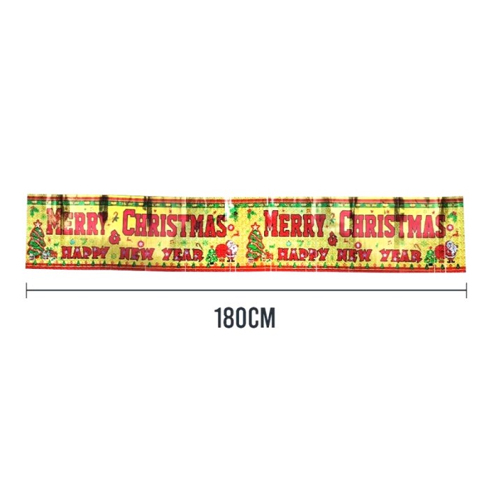 Garland Merry Christmas &amp; Happy New Year Banner Rumbai Foil Murah Banner Gong Xi Fa Cai Harga Grosir Termurah