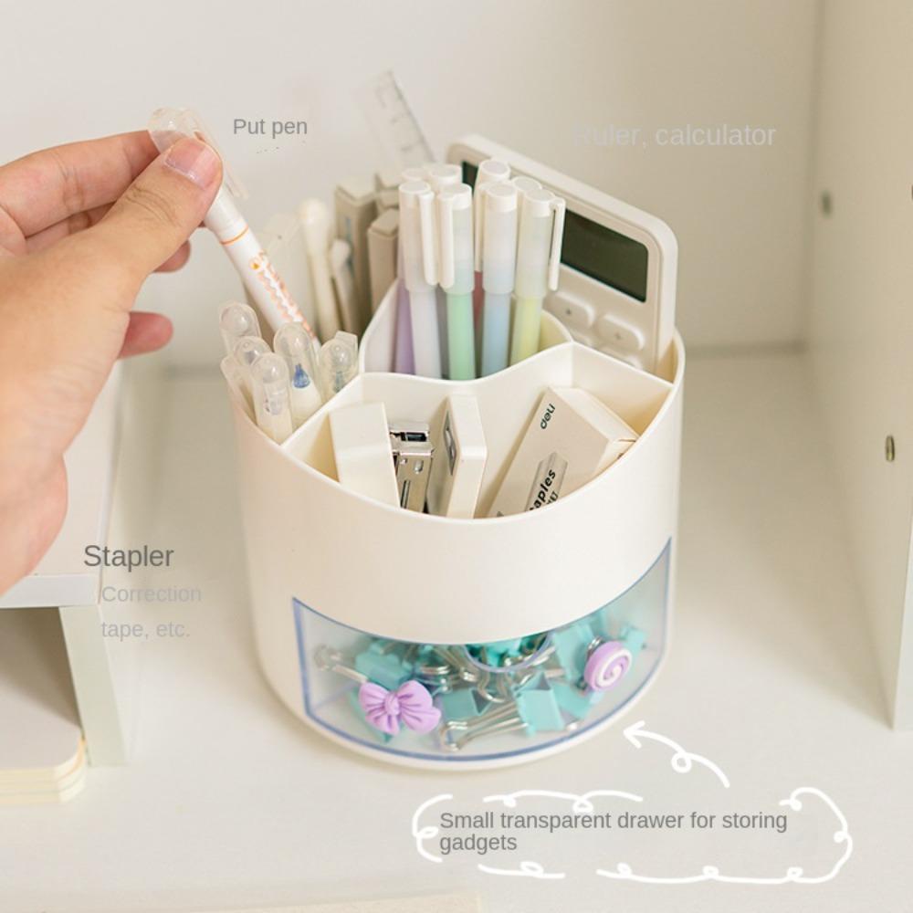 Mxbeauty Rotatable Pen Holder Baru Trendi Multifungsi Kantor Sekolah Siswa Rumah Desktop Storage Box