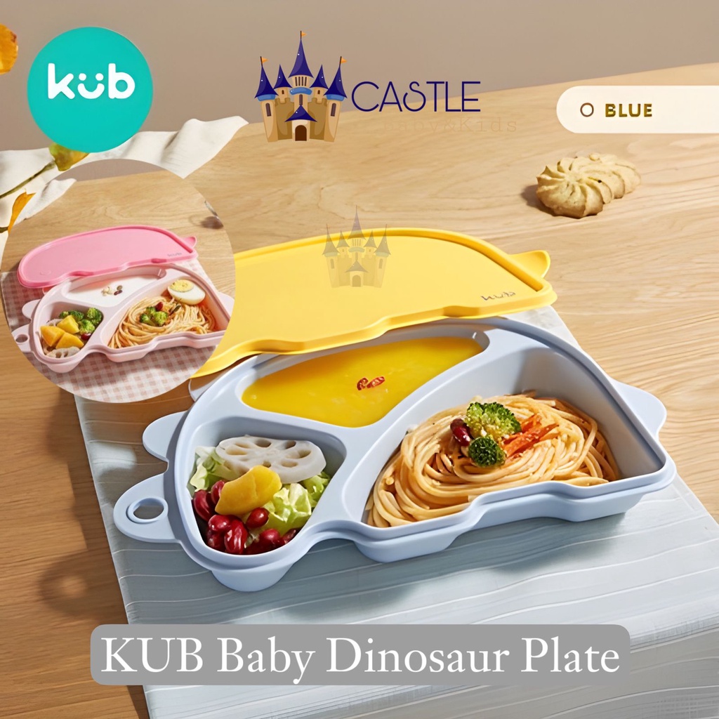 KUB Baby Dinosaur Plate Lid - Piring Makan Anak Bayi - Lunch Plate With Lid