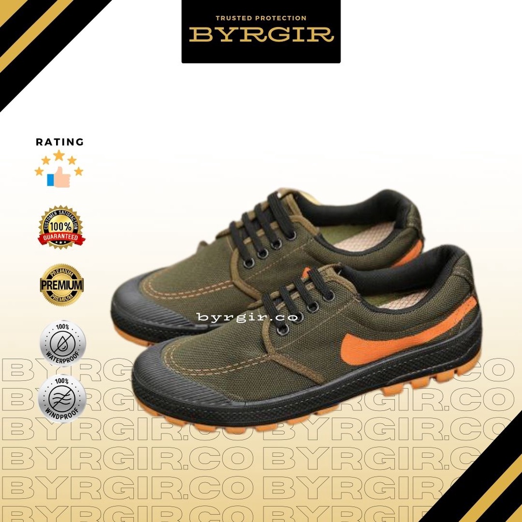 BYRGIR Sepatu Kanvas Safety Pria Sneaker Gunung Hiking Trekking Quick Dry Outdoor Import Sporturedo Stonger Terbaru Shoe Olahraga Laki Laki Original Korean