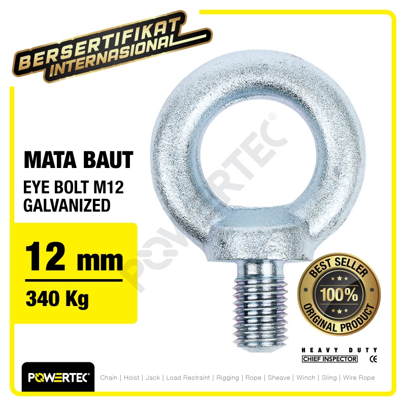 POWERTEC Eye Bolt / Mata Baut Galvanized M12