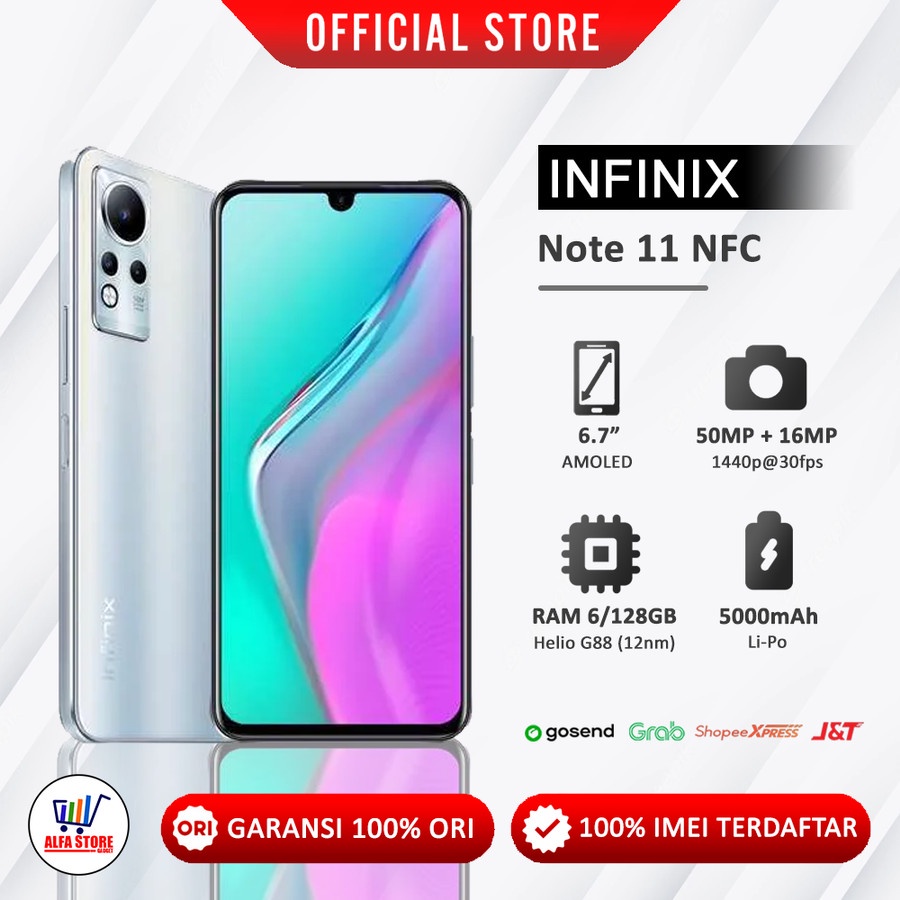 INFINIX NOTE 11 NFC RAM 6 / 128 GB HP GAMING MURAH,NEW GARANSI RESMI