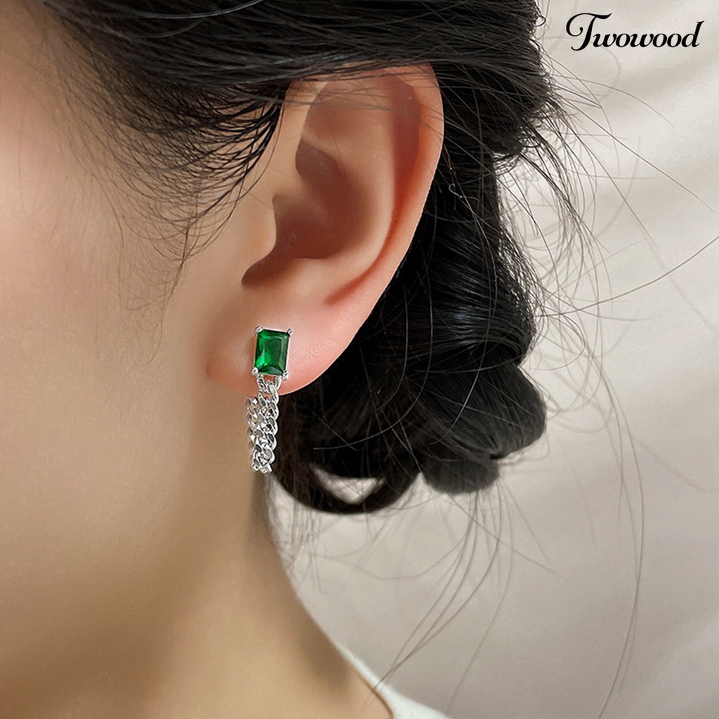 1 Pc Anting Menjuntai Bentuk Kubus Bahan Zirconia Gaya Korea Untuk Hadiah Ulang Tahun