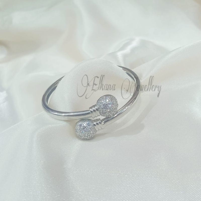 GELANG BANGLE DEWASA BULAT 02 FULL PERMATA Perhiasan super berkelas korea anti karat dan anti luntur