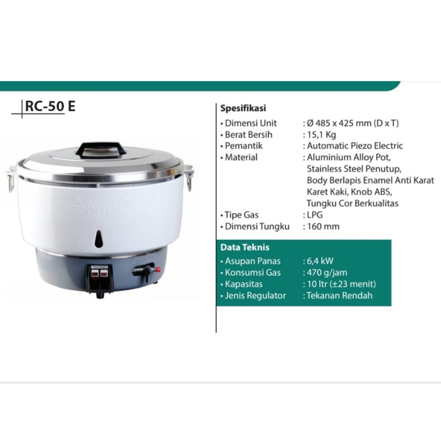 Winn Gas Penanak Nasi Gas LPG RC-90 Kapasitas 16 Liter / Rice cooker