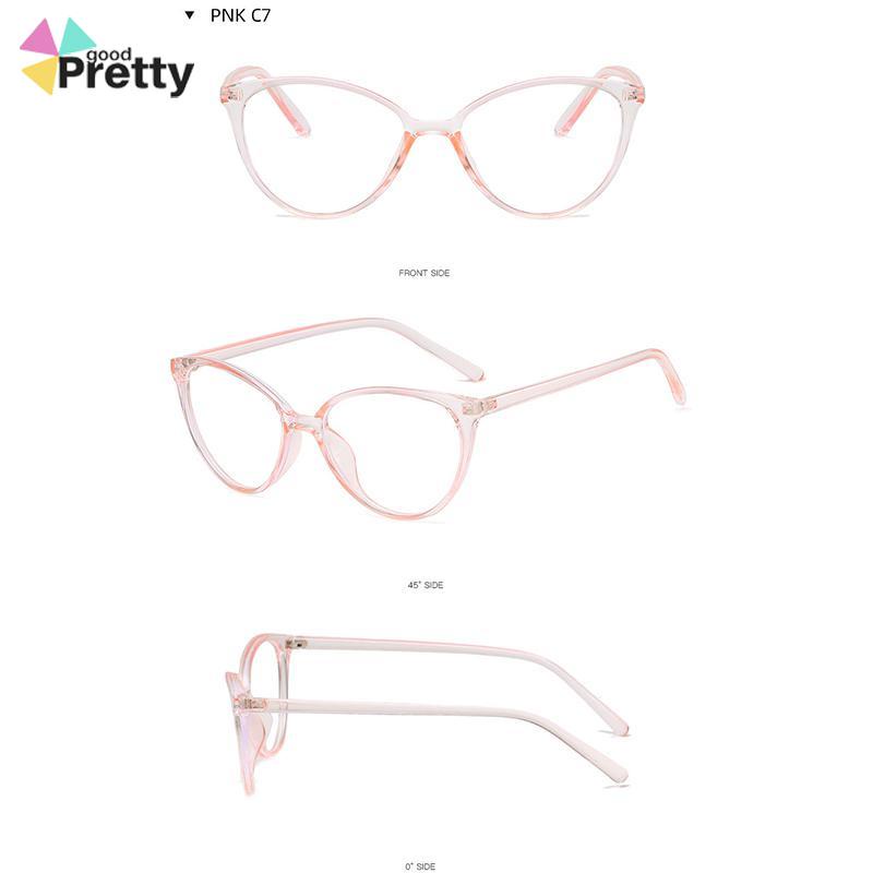 kacamata Korea Wanita Kacamata Anti Radiasi Retro Wanita Fashion Cat Eye Eyeglasses Versatile Optical Glasses UV400 Bingkai - PD