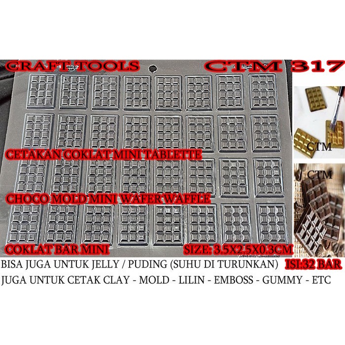 TERBARU MURAH CETAKAN COKLAT SILICONE TABLETTE BAR NYOKLAT PERSEGI KOTAK SQARE - CTM317 MIKA 32