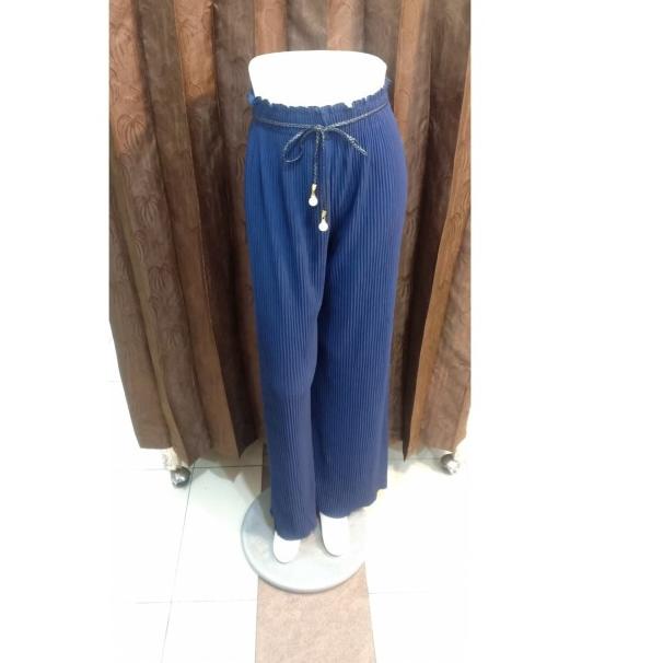 Celana Kulot Plisket Pita / Celana Kulot Pita Plisket hitam putih navy - Orange