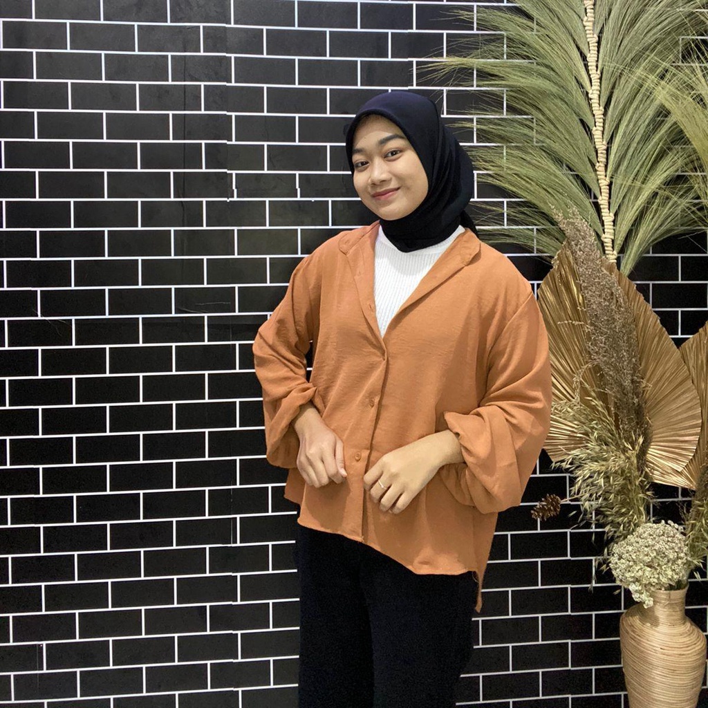 BEFAST - ZFF OOTD Blouse EDYA / Vella Blouse CRINCLE | Blouse Wanita / Blouse Kerja Wanita Casual / Pakaian kekinian Wanita Remaja / Blouse Polos Formal / Atasan Wanita Lengan Panjang / Fashion Remaja ABG Trendy
