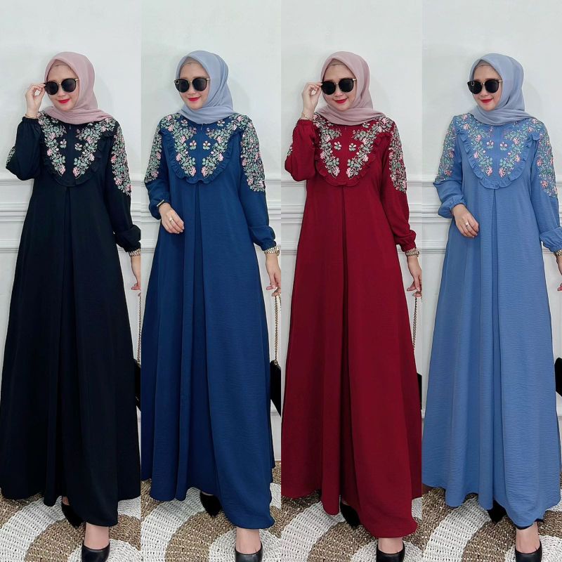 Gamis Bordir Maroko Terbaru/ gamis wanita terbaru