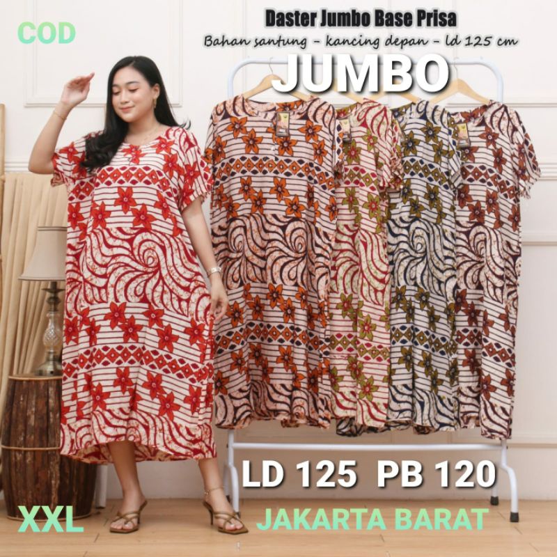 DASTER JUMBO XXL MOTIF BASE PRISA BUSUI KANCING BUMIL DRESS BAJU TIDUR