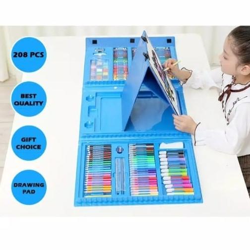 

Mainan Melukis gambar anak set besar lengkap spidol+pensil+papan isi 2 - Biru